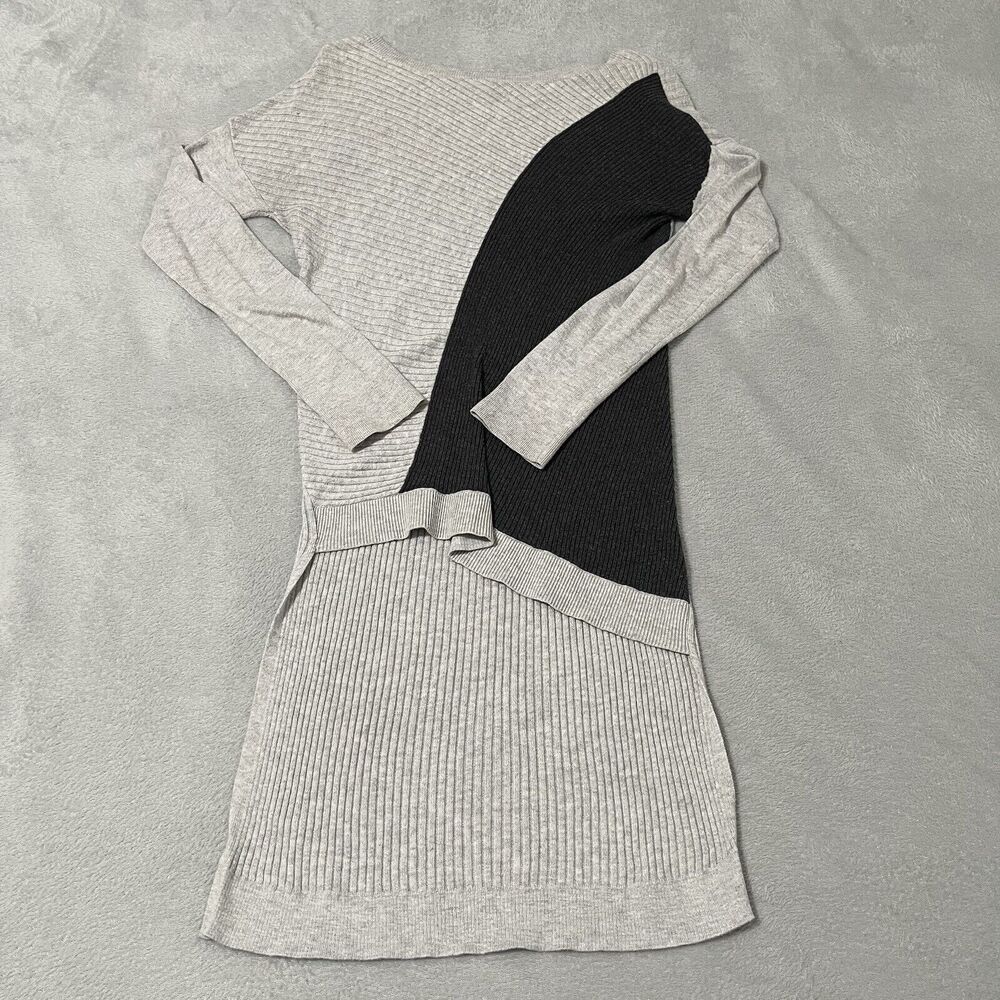 Express Sweater Women Small Gray Black Colorblock Two-Tone Asymmetrical Knit